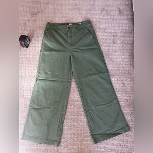 Green Khaki High Waist Wide-Leg Pants
